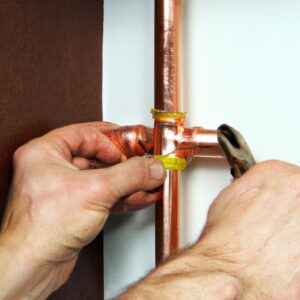 Bow plumber installing copper pipework