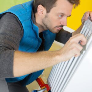Muswell Hill plumber installing a radiator